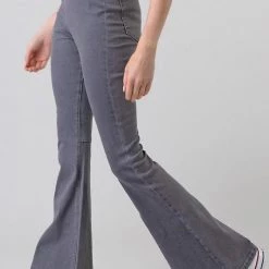 Hashtag NEW ARRIVALS Grey High Waisted Denim Bell Bottom Pants