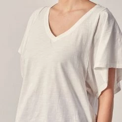 Mustard Seed Summer White V Neck T Shirt