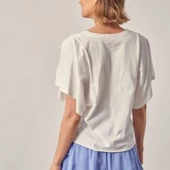 Mustard Seed Summer White V Neck T Shirt