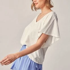 Mustard Seed Summer White V Neck T Shirt