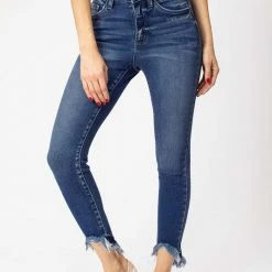 Kan Can NEW ARRIVALS Kirby High Rise Frayed Ankle Jeans