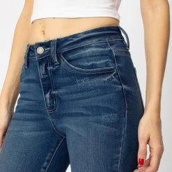 Kan Can NEW ARRIVALS Kirby High Rise Frayed Ankle Jeans