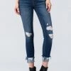 Flying Monkey NEW ARRIVALS Denny Mid Rise Distressed Jeans With Slanted Cuff