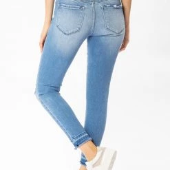 Kan Can NEW ARRIVALS Maya Mid Rise Distressed Skinny Jeans