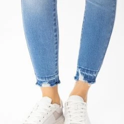 Kan Can NEW ARRIVALS Maya Mid Rise Distressed Skinny Jeans