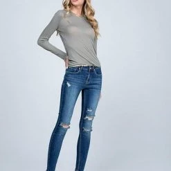 Special A Maci Mid Rise Skinny Distressed Jeans