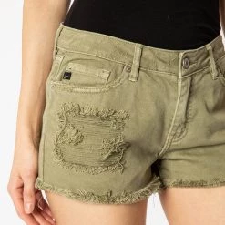 Kan Can NEW ARRIVALS Oriana Olive Mid Rise Boyfriend Shorts
