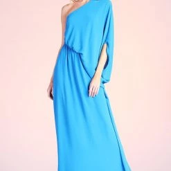 Tyche Electric Blue One Shoulder Draped Dress NEW ARRIVALS