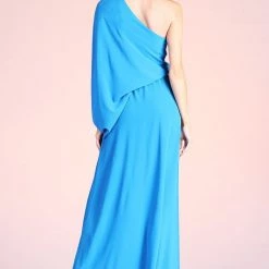 Tyche Electric Blue One Shoulder Draped Dress NEW ARRIVALS