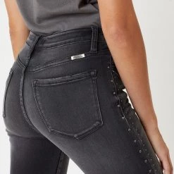 Kancan NEW ARRIVALS Sloan Side Stud Black High Rise Skinny Jeans