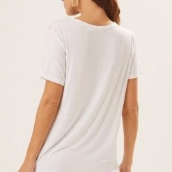 Lush White V Neck Pocket Tee
