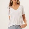 Lush White V Neck Pocket Tee