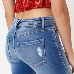 Kancan NEW ARRIVALS Sandra Mid Rise Button Fly Skinny Straight Jeans