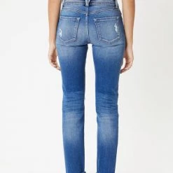 Kancan NEW ARRIVALS Sandra Mid Rise Button Fly Skinny Straight Jeans