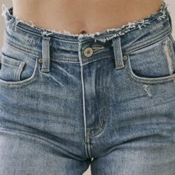 Kan Can Haylee High Rise Frayed Detail Shorts