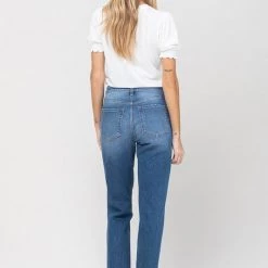Vervet NEW ARRIVALS Double Cuffed Distressed Stretch Mom Jean