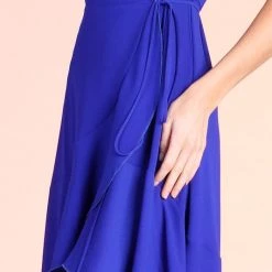 Tyche NEW ARRIVALS Royal Blue V-Neck Ruffle Dress