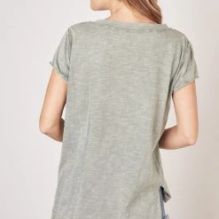 Mustard Seed NEW ARRIVALS Olive Colored Weathered V-Neck Top