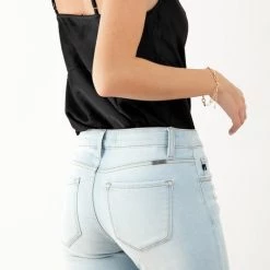 Kan Can Paula Petite Mid Rise Flare Jeans