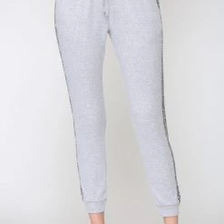 FATE Heather Grey And Animal Print Panel Joggers NEW ARRIVALS