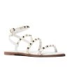 Focus Footwear NEW ARRIVALS Vicki White And Gold Studded Flat Sandals