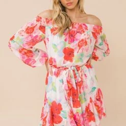 Jealous Tomato NEW ARRIVALS Ivory And Pretty In Pink Woven Romper