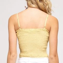She And Sky Pale Yellow Woven Cami Smocked Top NEW ARRIVALS