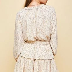 Pinch Nude And Floral Ruffle Mini Dress