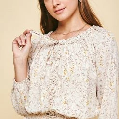 Pinch Nude And Floral Ruffle Mini Dress