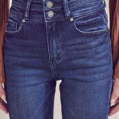 Kan Can Demi Dark Denim High Rise Slim Straight Jeans NEW ARRIVALS
