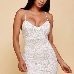 The Vintage Shop Off White Secret Crush Lace Bodycon Dress