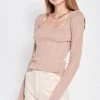 Emory Park Tan Long Sleeve Ribbed Open Back Top NEW ARRIVALS