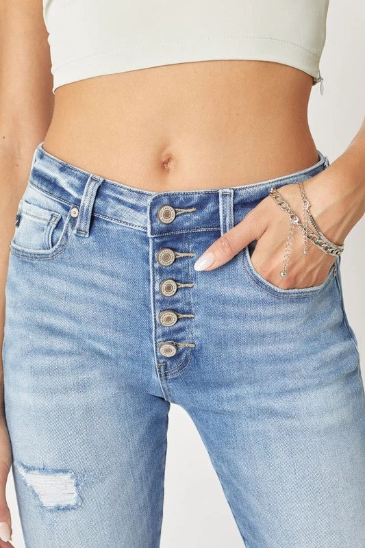 Kan Can NEW ARRIVALS Gracie High Rise Button Down Girlfriend Jeans 5 Kan Can NEW ARRIVALS Gracie High Rise Button Down Girlfriend Jeans