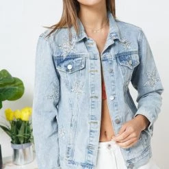 Blue B Rhinestone Star Detail Denim Jacket NEW ARRIVALS