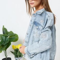 Blue B Rhinestone Star Detail Denim Jacket NEW ARRIVALS