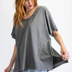 Easel Ash Colored Loose Fit Top NEW ARRIVALS