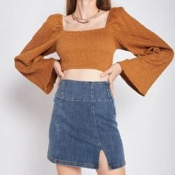 Emory Park NEW ARRIVALS Side Slit Denim Mini Skirt