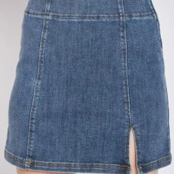 Emory Park NEW ARRIVALS Side Slit Denim Mini Skirt
