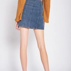 Emory Park NEW ARRIVALS Side Slit Denim Mini Skirt