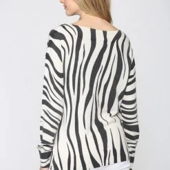 FATE Zebra Print Drop Shoulder Sweater