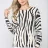 FATE Zebra Print Drop Shoulder Sweater