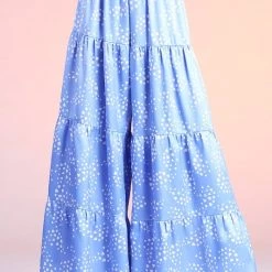 Tyche Blue Pixie Dust Satin Tiered Pants