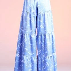 Tyche Blue Pixie Dust Satin Tiered Pants