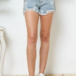 Blue B Star Denim And Rhinestone Shorts