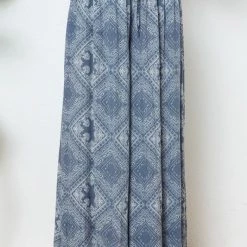 Blue Bandeau Smocked Crop Top With Palazzo Pants Set SUITS & SETS