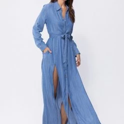 Sneak Peek Tencel Sexy Slit Maxi Dress