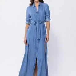 Sneak Peek Tencel Sexy Slit Maxi Dress