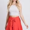 GEEGEE NEW ARRIVALS Solid Red Self Tie Skort