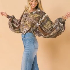 Flying Tomato Ivory And Multi Print Paisley Button Up Top NEW ARRIVALS