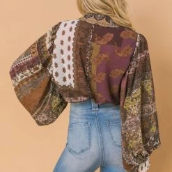 Flying Tomato Ivory And Multi Print Paisley Button Up Top NEW ARRIVALS